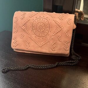 Pink Suede Chain Strap Bag